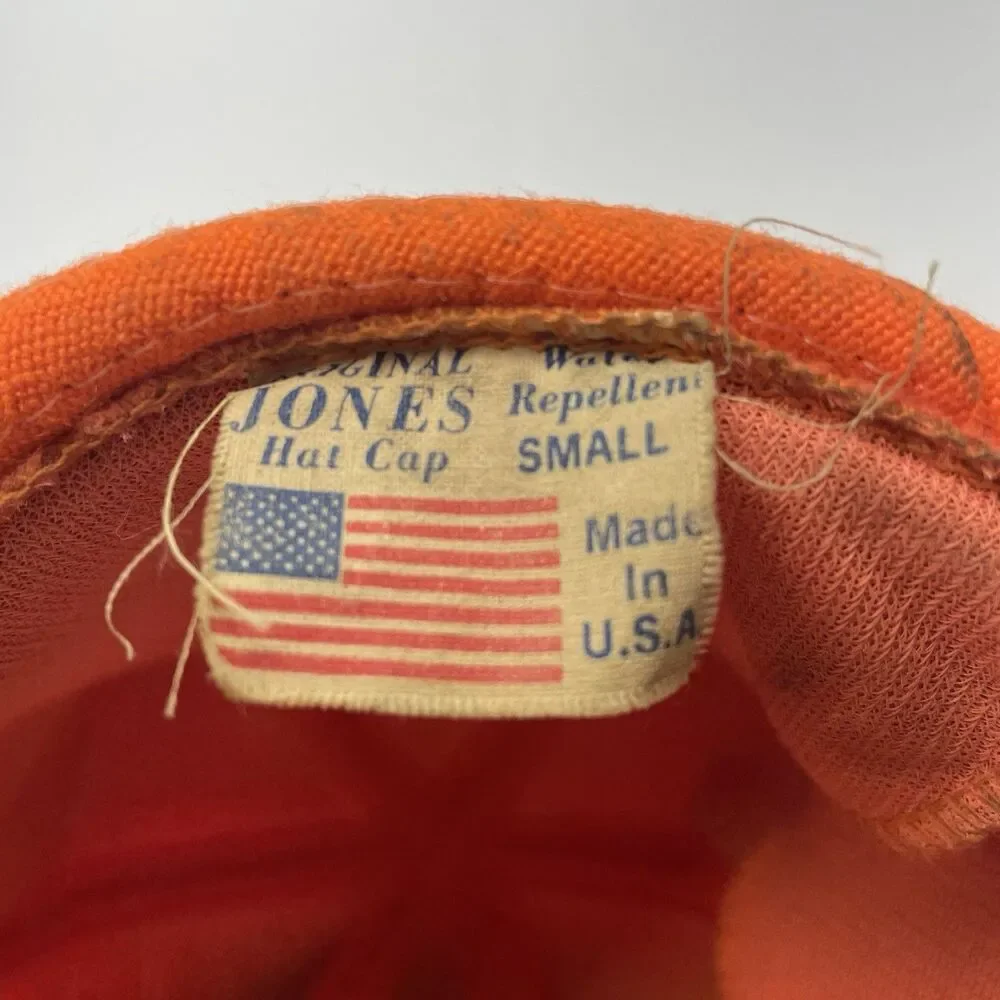 Vintage Original Jones Hat Cap Fitted Hunter's Orange 80s Men's Size Small